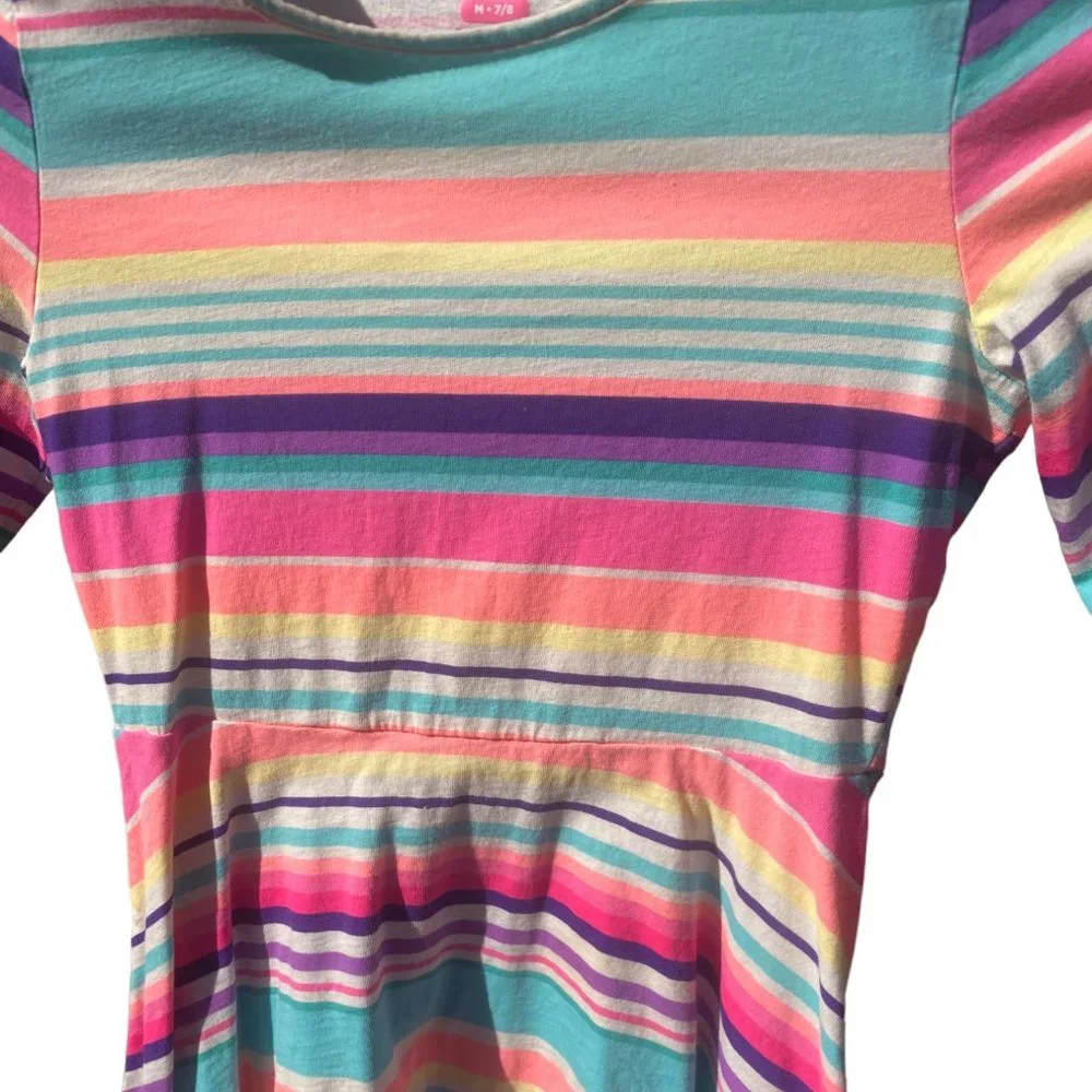 Children's Place Girl's colorful striped long‎ sleeve dress sz M (7-8) - Picture 4 of 6